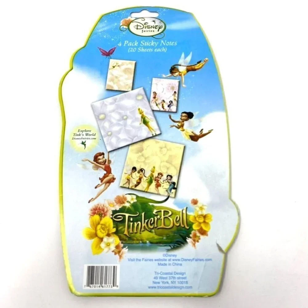 Disney Fairies Tinker Bell Set Sticky Notes Glitter Tattoos Color Pencils